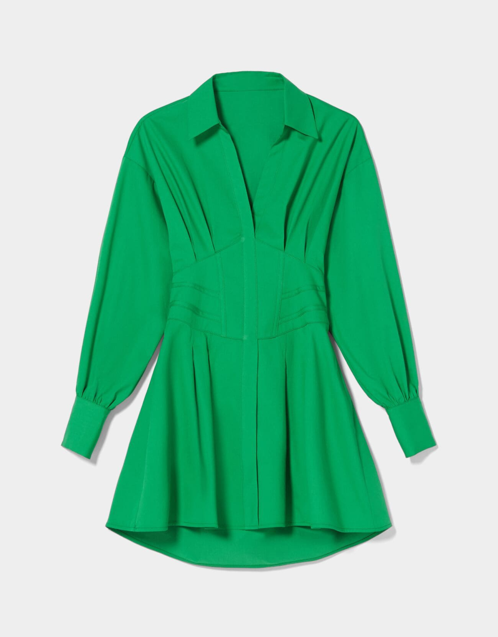 Minihemdkleid aus Popelin mit Corsage-Detail