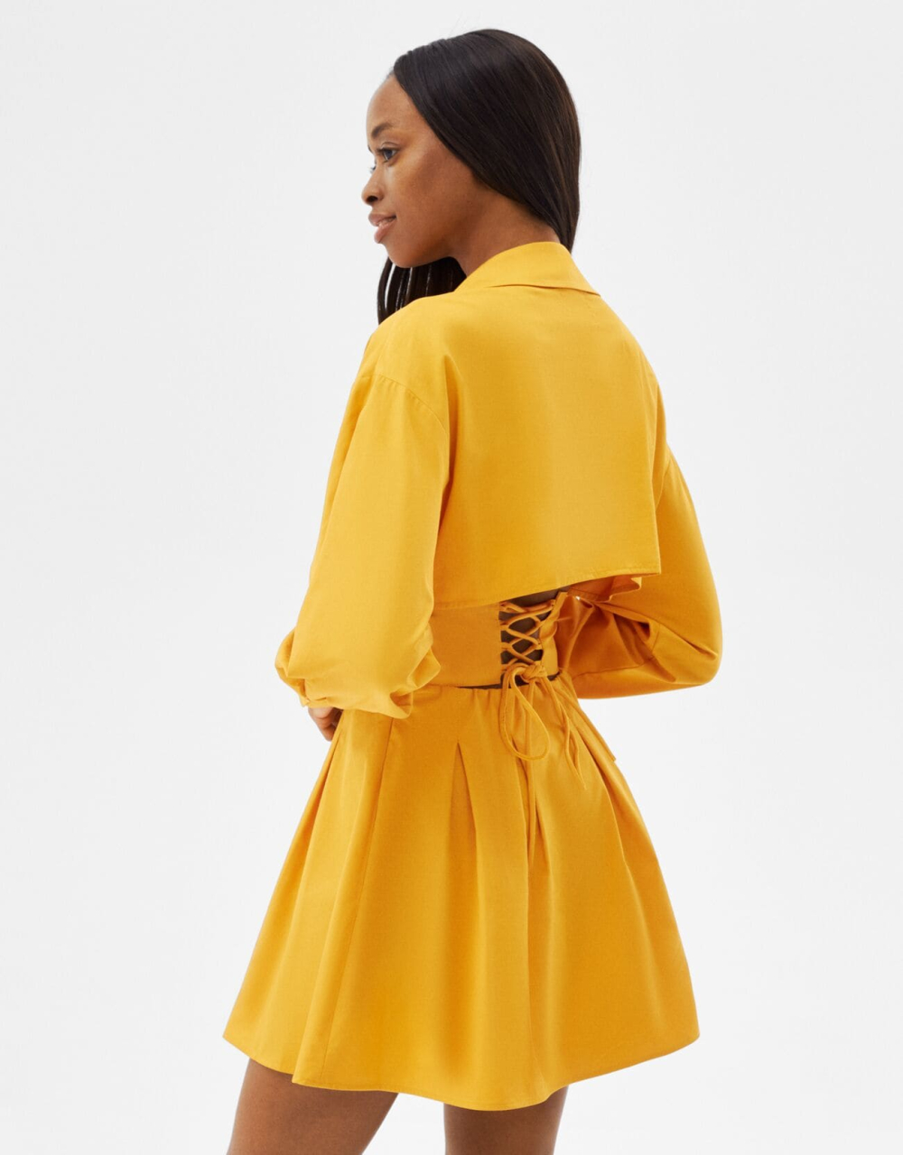 Minihemdkleid aus Popelin mit Corsage-Detail