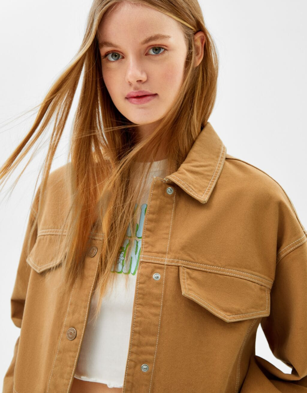 Truckerjacke aus Baumwolle mit Kontrastfarbe