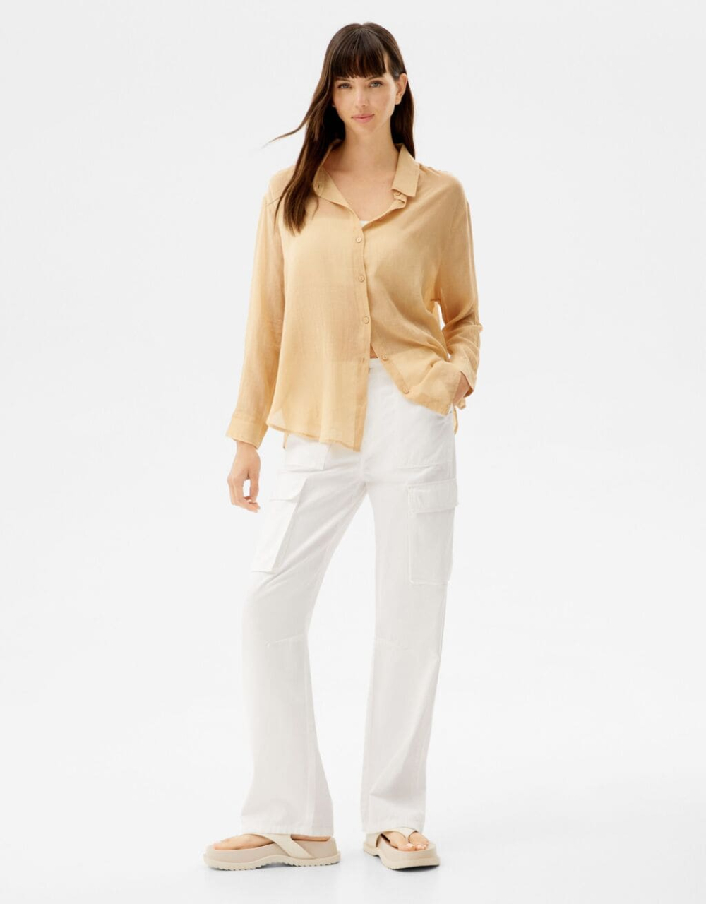 Oversize-Langarmhemd im rustikalen Look