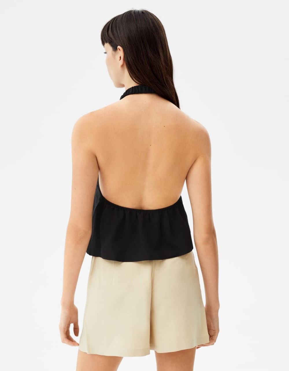 Cropped-Leinentop mit Neckholder