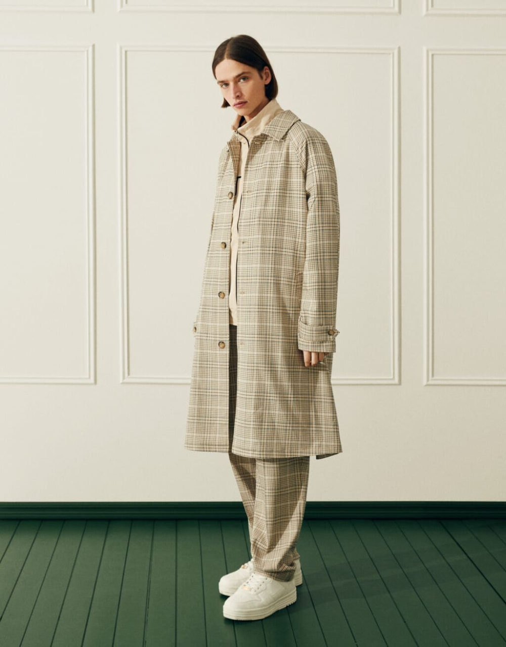 Karierter Trenchcoat